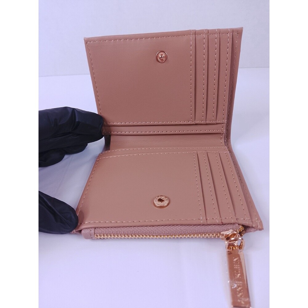 Anne Klein Women’s Small Bifold Wallet Tan Faux Leather Zip - Picture 6 of 11